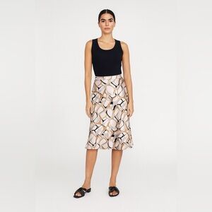 Danier Size 10 Satin A-Line Skirt - Pink/Gray/Black/Beige Pattern